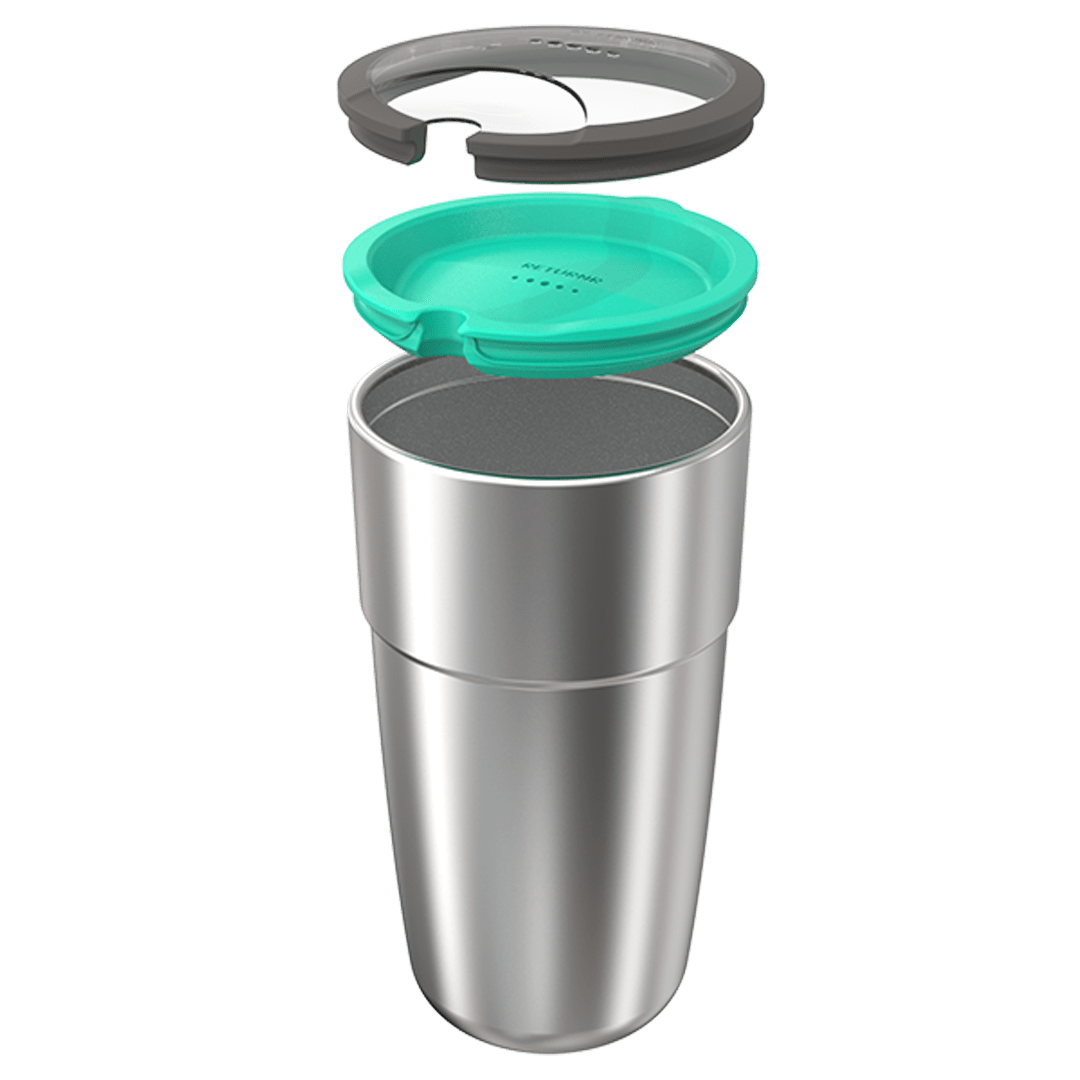 Sipper Lid - Ultra Clear w/ Charcoal seal suits all cups (12 Pack) - Returnr